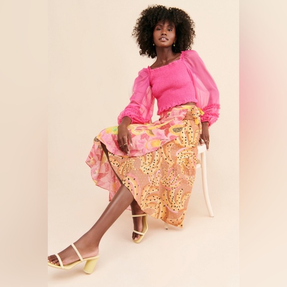 Farm Rio Twice the Prints Midi Skirt Size XS
Color Pink Yellow - Picture 3 of 7